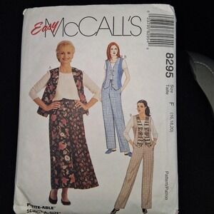 Easy McCall's‎ 8295 Sewing Pattern Misses Vest Skirt Pants Size F 16-18-20